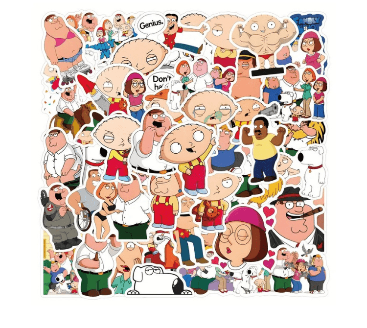 5pcs Family Guy Themed PVC Stickers Set - Versatile Self-Adhesive Decals