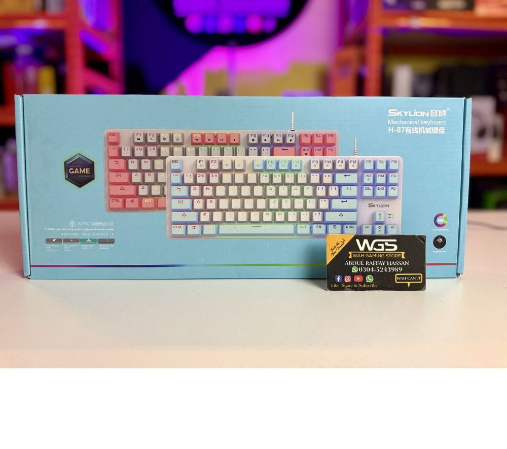 SKYLION H87 Wired Mechanical Keyboard 87 Keys RGB Backlit Tenkeyless TKL Gaming Keyboard USB