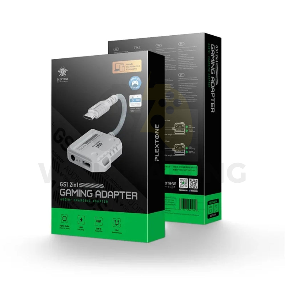 PLEXTONE GS1 2-in-1 Type-C Gaming Adapter with 3.5mm Audio & 60W Fast Charging