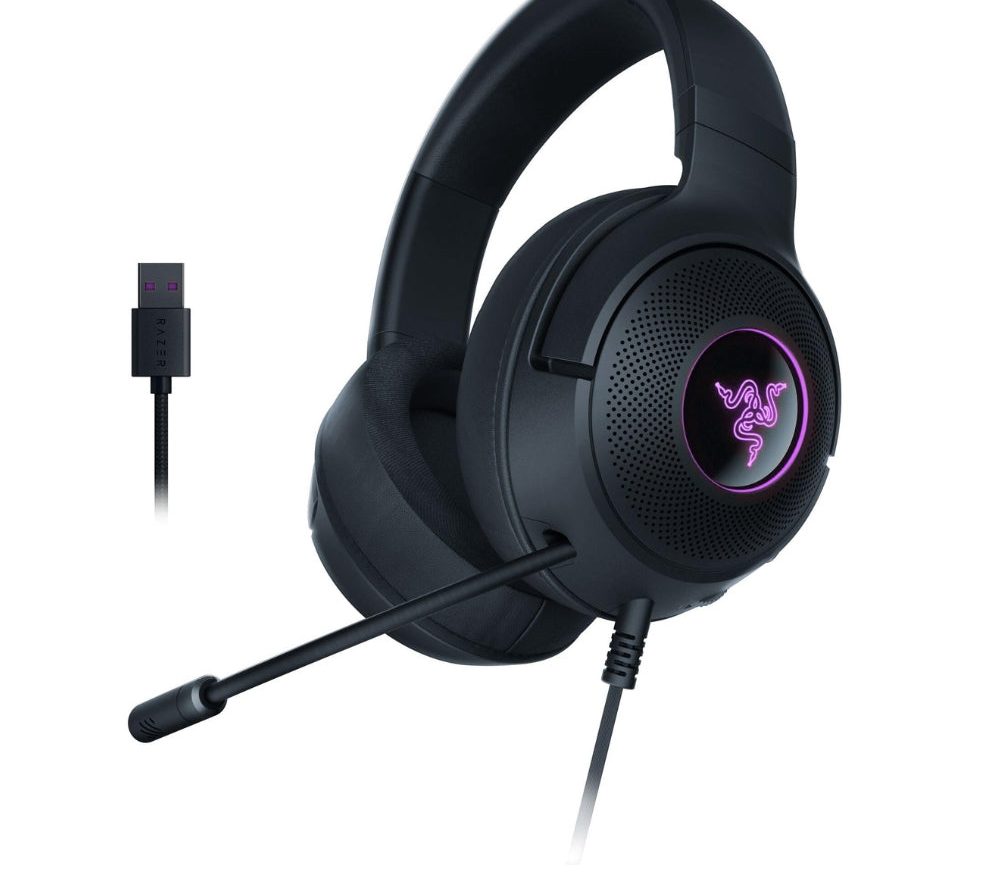 Razer Kraken V3 X Wired USB Gaming Headset – 7.1 Surround Sound RGB Lightweight Gaming Headphones