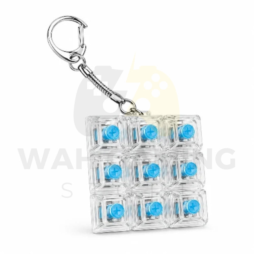 9 Keys Blue Switch Key Chain – Mechanical Keyboard Clicky Fidget Keychain | Transparent Acrylic