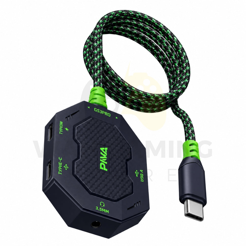 PIVA GS3 PRO 4-in-1 Type-C Gaming Adapter – 60W PD, 3.5mm Audio & USB-A