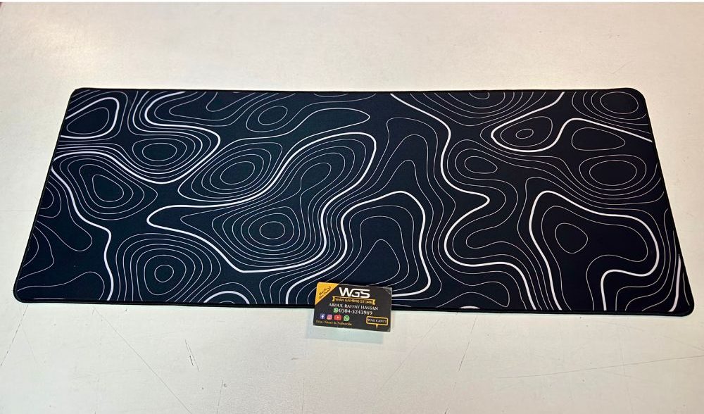Topographic Black Gaming Mousepad – Extended XL XXL Desk Mat