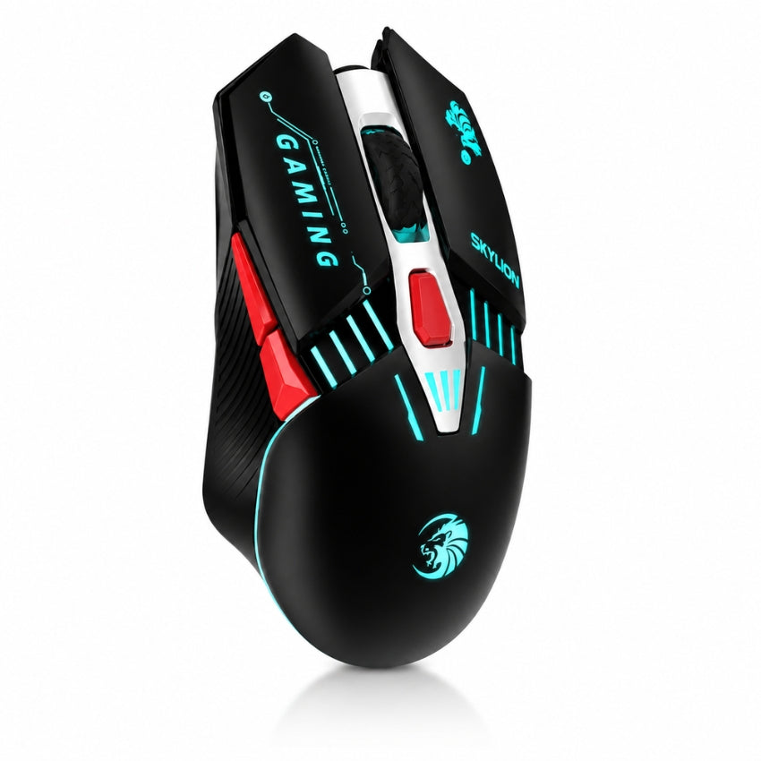 SKYLION C9 Wired RGB Gaming Mouse – 7200 DPI, 6 Buttons, Ergonomic USB Gaming Mouse (Black & White)