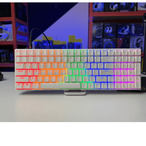 Kb 600 Compact Full Size - Hotswapable Rgb Mechanical Keyboard Yellow & Blue Switches - Black/White