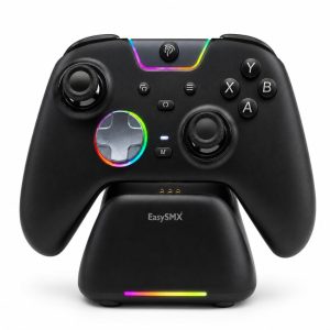 EasySMX X05 Pro Wireless PC Controller with Charging Dock – Hall Effect Joysticks, 1000Hz Polling Rate, Quiet Buttons, RGB Gaming Controller for PC, Switch, Android & iOS
