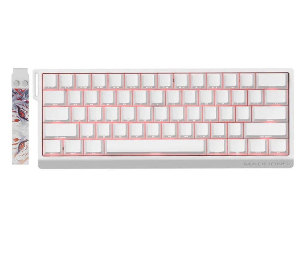 Madlions 60HE Side Printed Key Caps White Color Magnetic Switch Gaming Keyboard – 60% Compact, 8000Hz Polling Rate