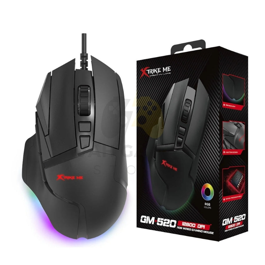 Xtrike Me GM-520 RGB Wired Gaming Mouse – 12800 DPI | 1000Hz Polling Rate | 8 Programmable Buttons and Software Support