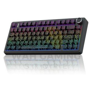 AULA F75 3-in-1 Hot-Swappable RGB Gasket Mechanical Keyboard | Black & White Contour & 4000mAh Rechargeable Battery - Seiya Switch