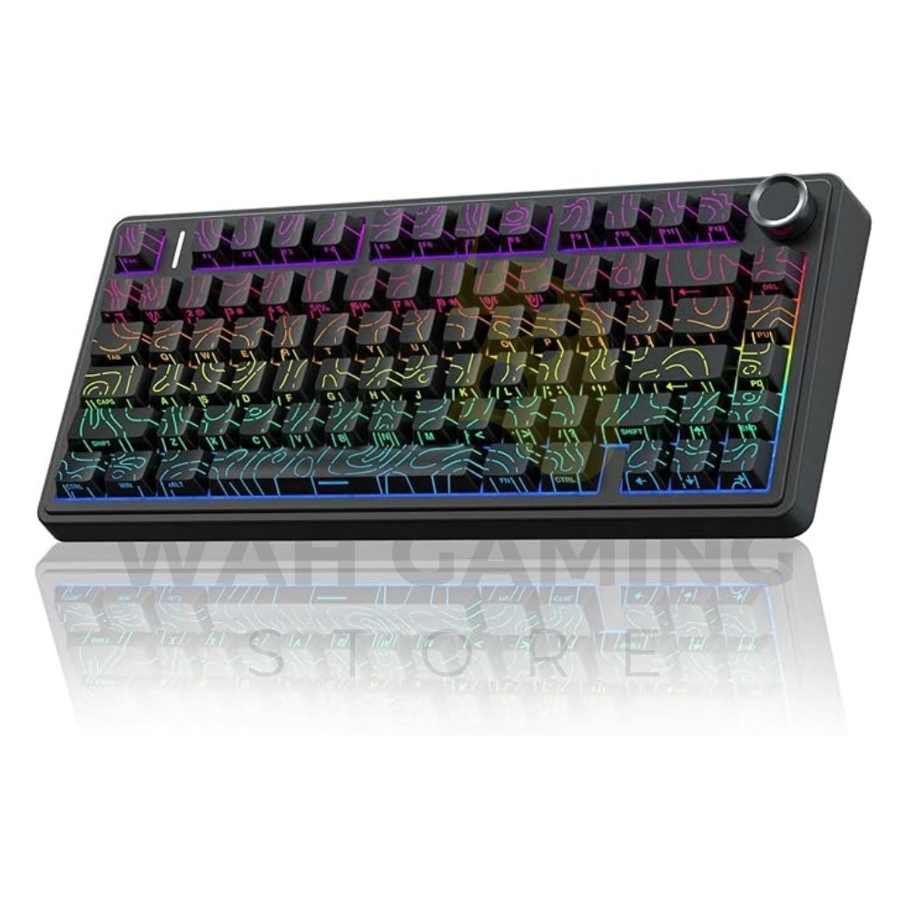 AULA F75 3-in-1 Hot-Swappable RGB Gasket Mechanical Keyboard | Black & White Contour & 4000mAh Rechargeable Battery - Seiya Switch