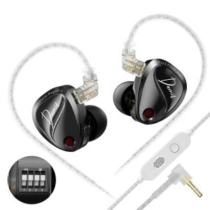 KZ Duonic Three-Magnetic Planar Driver Gaming Earphones 3.5mm With Adjustable Tuning Switches Bass Improved Version Black