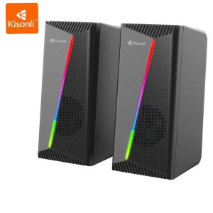 Kisonli X30 RGB Gaming Wired Speakers – USB Powered 2.0 Stereo Desktop Speakers for PC & Laptop