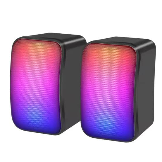 Kisonli X17 RGB Gaming Mini PC Speakers – USB Powered 2.0 Stereo Desktop Speakers with RGB Lighting